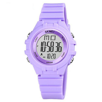 Digitale Sportwear-Armbanduhr für Mädchen mit blassrosa Silikonarmband