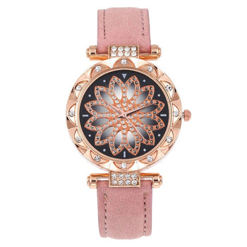 Mädchenuhr Analog Rosé Zifferblatt Rosette