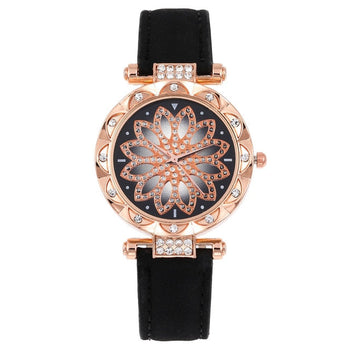 Mädchenuhr Analog Rosé Zifferblatt Rosette