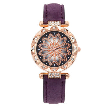 Mädchenuhr Analog Rosé Zifferblatt Rosette